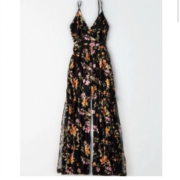 American Eagle Outfitters Pants - American Eagle Outfitters Romper Jumpsuit Culotte Floral FALL Crepe XS BOHO VNec